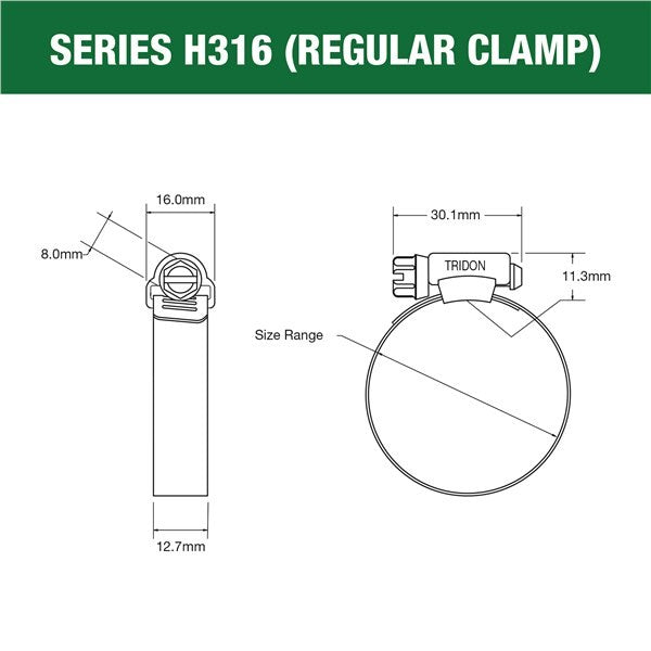 TRIDON 316 Stainless Steel Hose Clamp Perforated Band (Box of 10)