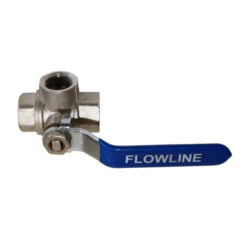 Side entry 3-way ball valve L port design in nickel plated brass