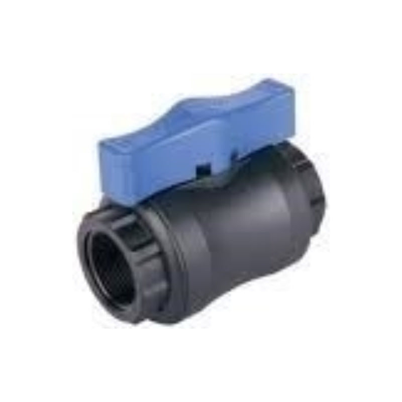 Glass fibre reinforced ball valve angled view showing full flow body